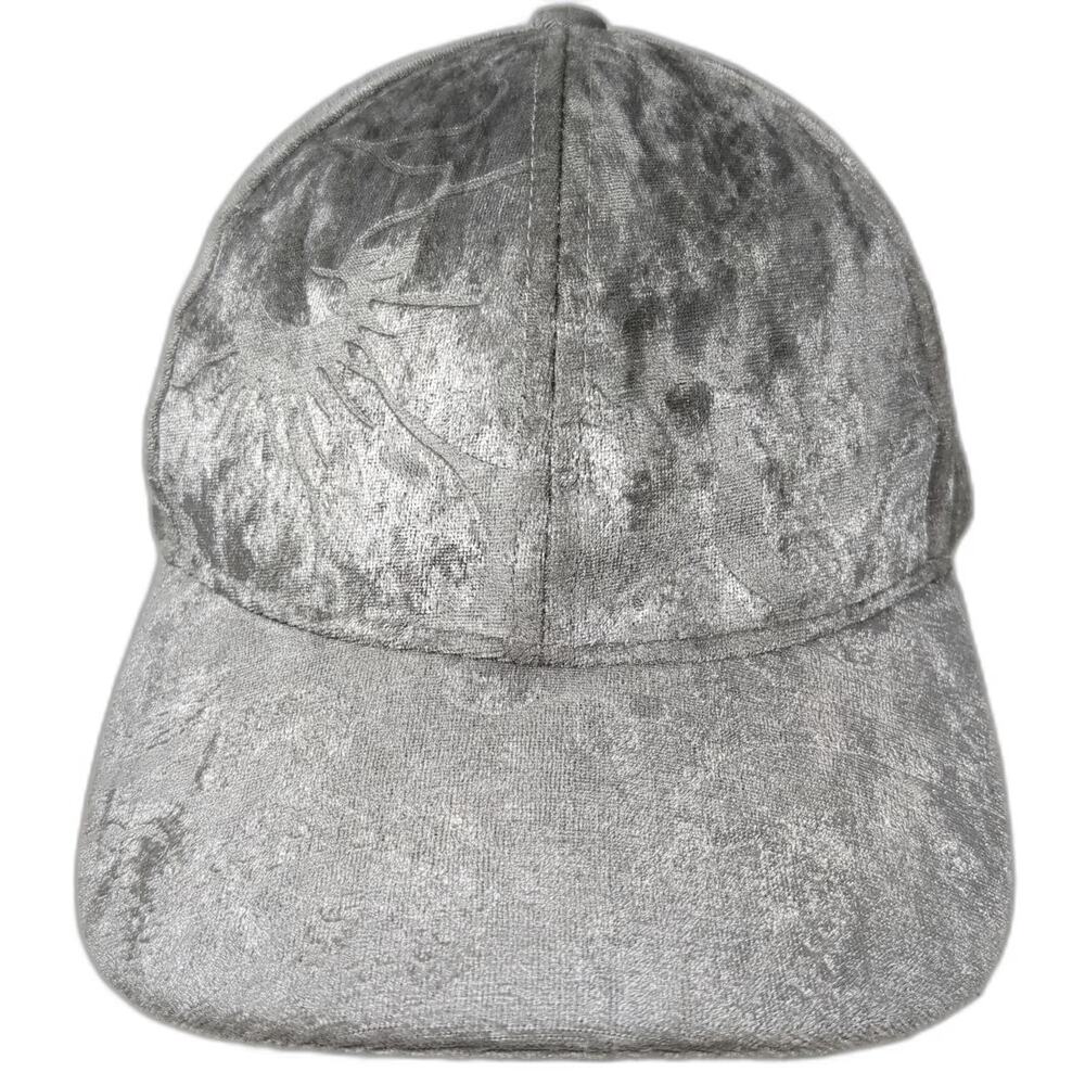 C.C Baseball Cap Gray One Size Crushed Velvet Metallic Strapback Curved Brim Hat
